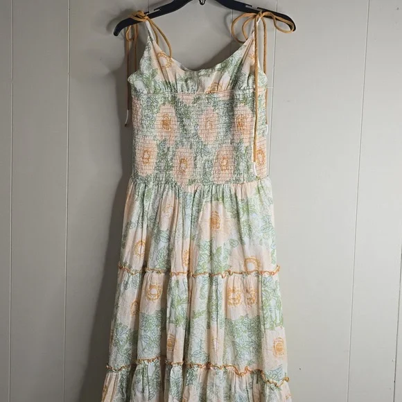 Free People Adriel Tie Strap Tiered Midi Dress Large NWOT - Picture 8 of 16